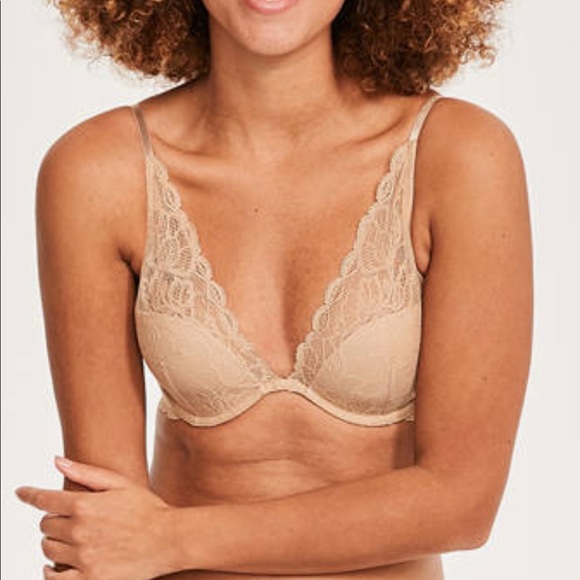 cK Deep Punge Lace Bra - Black, 32D - Picture 3 of 6